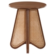 Lecce Walnut Wood Rattan End Table