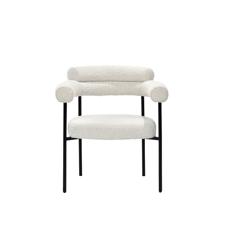 Granada Cream Metal Boucle Arm Chairs (Set of 2)