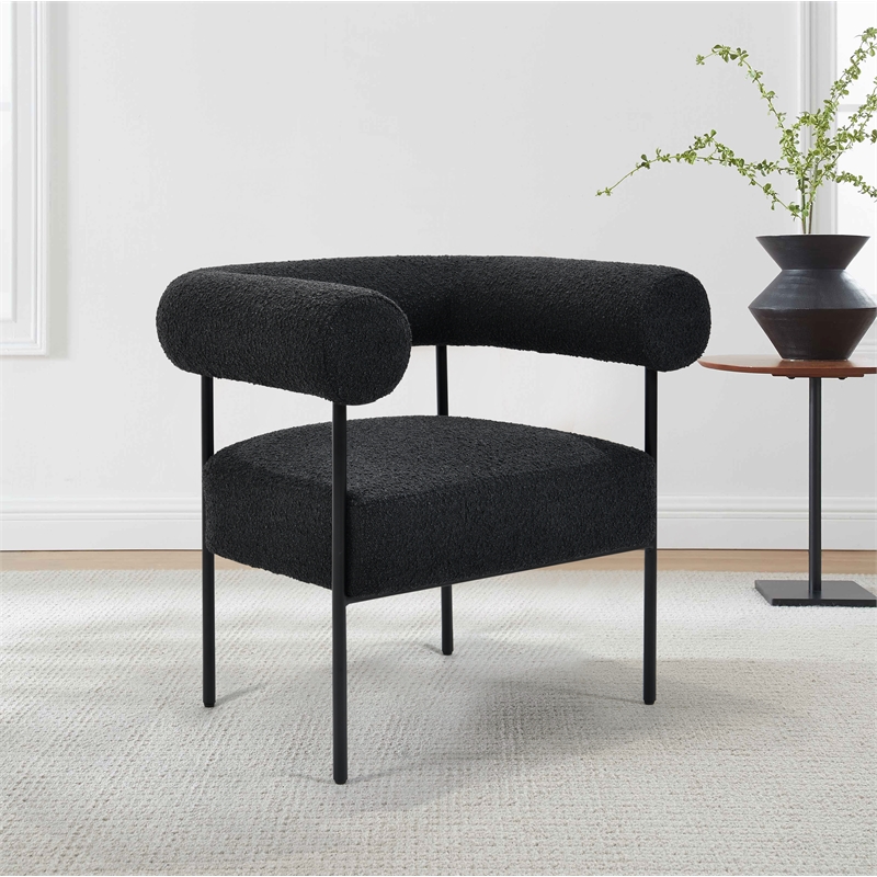Palma Black Boucle Metal Arm Chair