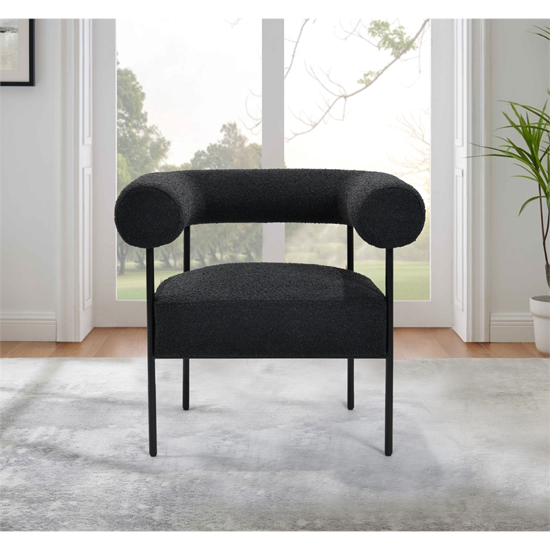 Palma Black Boucle Metal Arm Chair