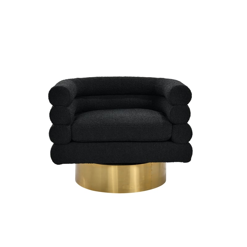 Yuni Black Boucle Fabric Swivel Arm Chair