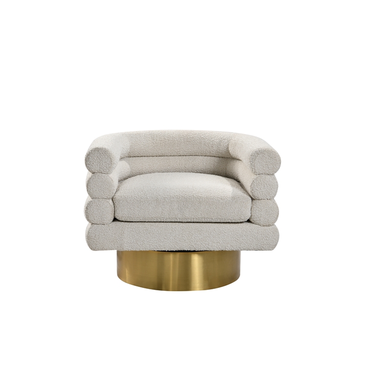 Yuni Cream Boucle Fabric Swivel Arm Chair