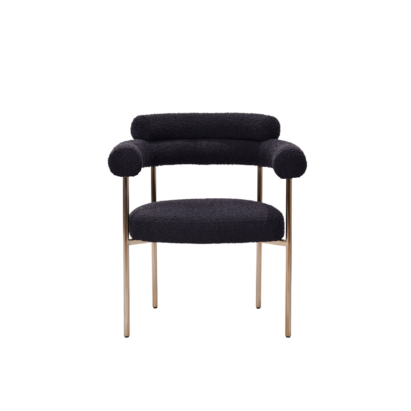 Harmonique Black Boucle Fabric Metal Arm Chairs (Set of 2)