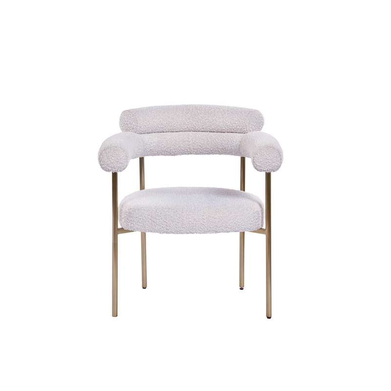 Harmonique Cream Boucle Fabric Metal Arm Chairs (Set of 2)