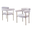 Harmonique Cream Boucle Fabric Metal Arm Chairs (Set of 2)