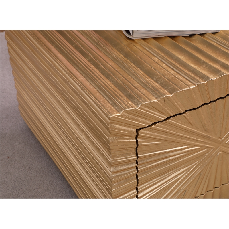 Lacy Gold Rectangle Wood Coffee Table