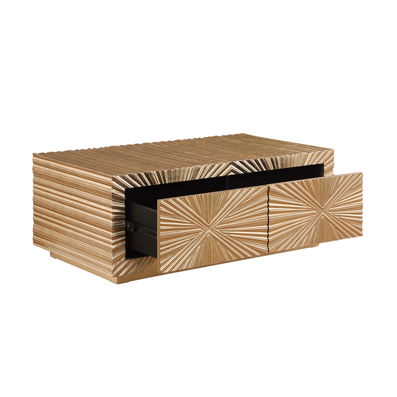 Lacy Gold Rectangle Wood Coffee Table