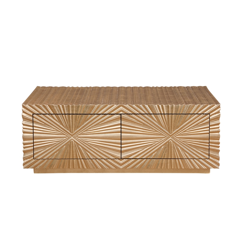 Lacy Gold Rectangle Wood Coffee Table