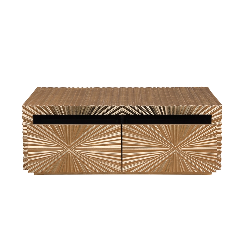 Lacy Gold Rectangle Wood Coffee Table