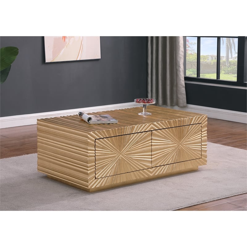 Lacy Gold Rectangle Wood Coffee Table