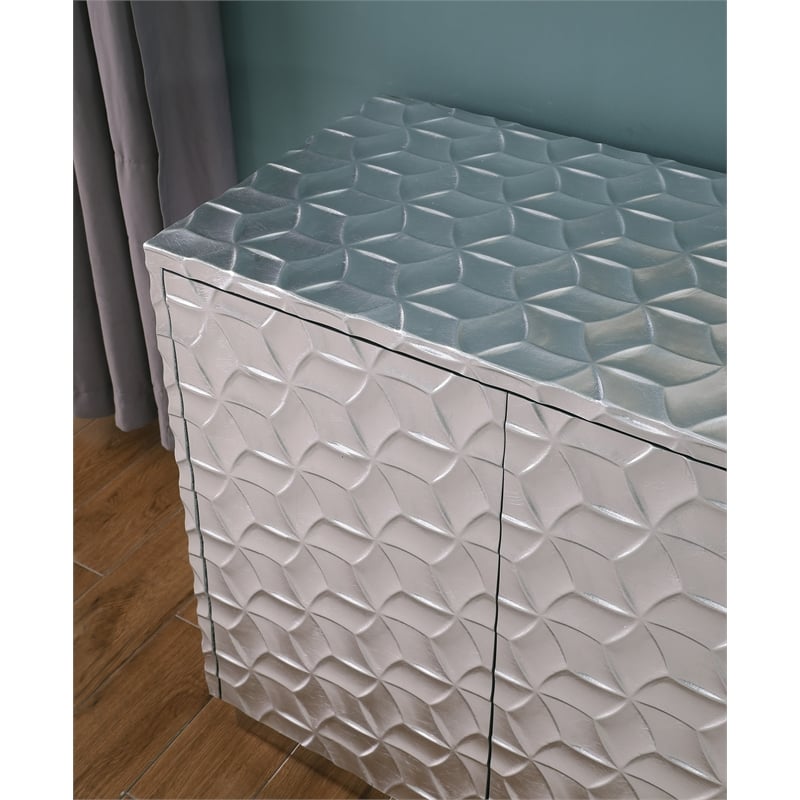 Genova Metallic Silver Wood Sideboard
