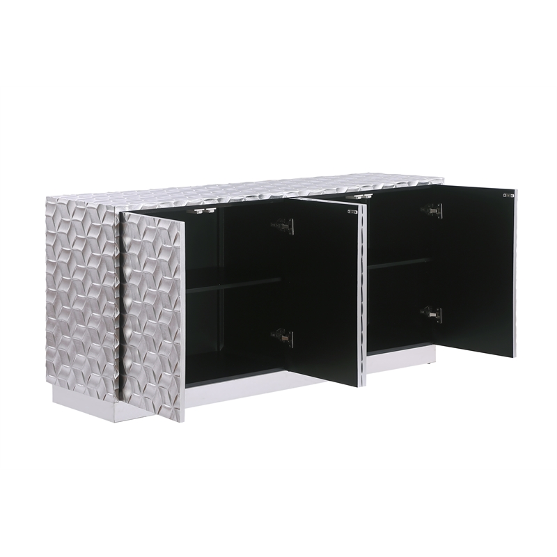 Genova Metallic Silver Wood Sideboard