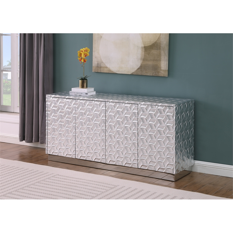 Genova Metallic Silver Wood Sideboard