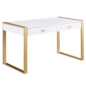 Messina Rectangle White Wood 2 Drawer Computer Desk