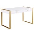 Messina Rectangle White Wood 2 Drawer Computer Desk