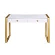 Messina Rectangle White Wood 2 Drawer Computer Desk
