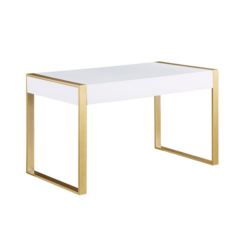 Messina Rectangle White Wood 2 Drawer Computer Desk