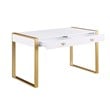 Messina Rectangle White Wood 2 Drawer Computer Desk