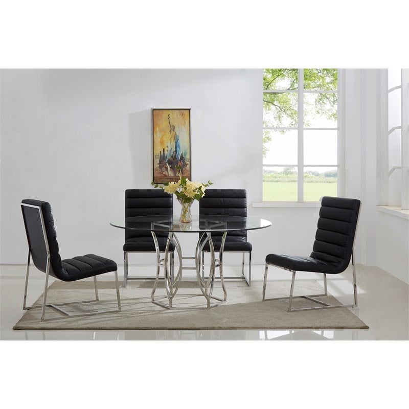 Laurie Silver Stainless Steel Round Dining Table Base