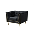 Windsor Flared Arm Velvet Arm Chair in Black