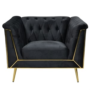 Windsor Flared Arm Velvet Arm Chair in Black