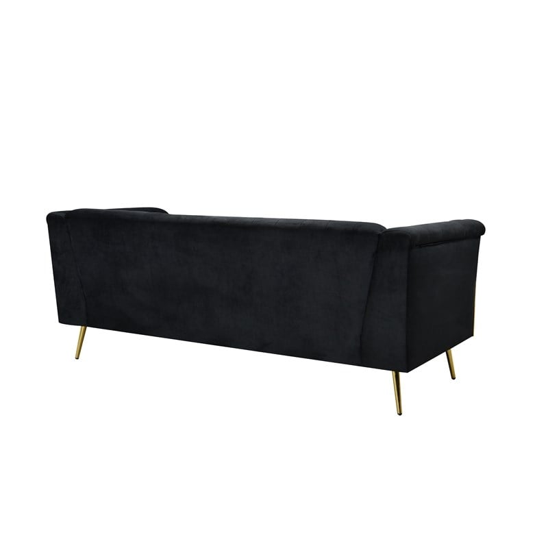 Windsor Flared Arm Velvet Sofa in Black