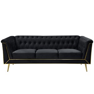 Windsor Flared Arm Velvet Sofa in Black