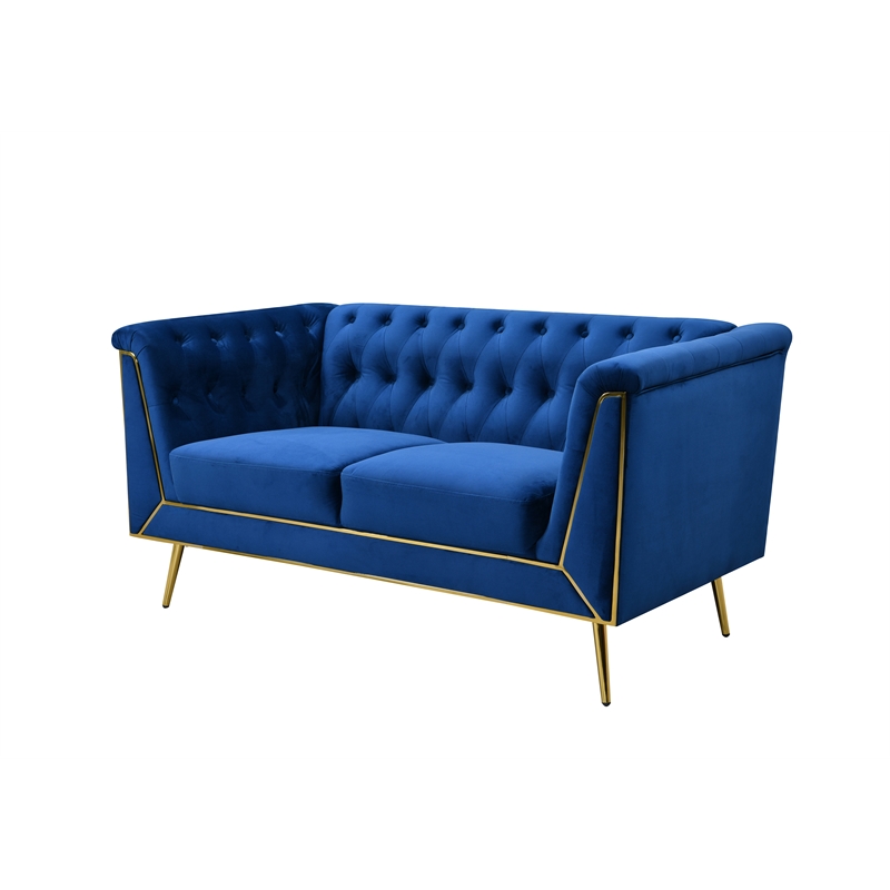 Windsor Flared Arm Velvet Loveseat in Blue