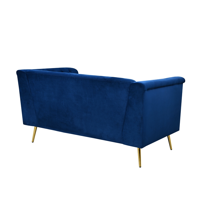 Windsor Flared Arm Velvet Loveseat in Blue