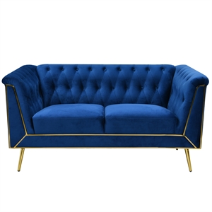 Windsor Flared Arm Velvet Loveseat in Blue