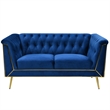 Windsor Flared Arm Velvet Loveseat in Blue