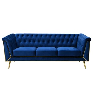 Windsor Flared Arm Velvet Sofa in Blue