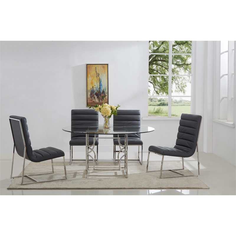 Shane Silver Stainless Steel Square Dining Table Base