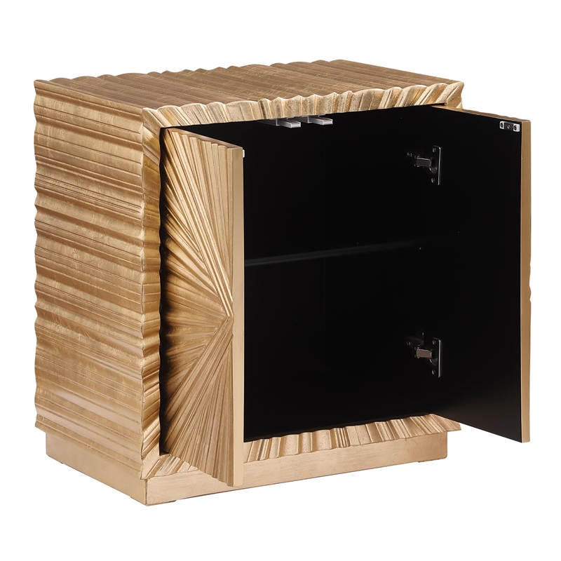 Best Master Furniture Lacy Gold Rectangle Wood Side Table