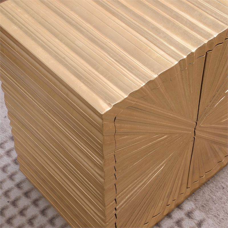 Best Master Furniture Lacy Gold Rectangle Wood Side Table