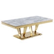 Crownie Gold Rectangle Faux Marble Coffee Table