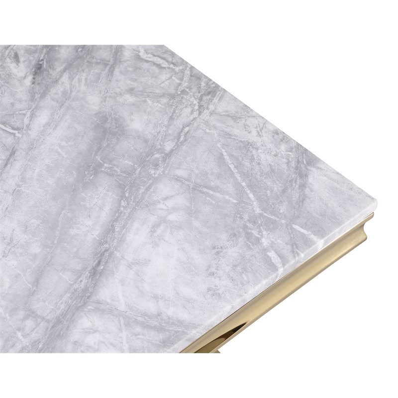 Crownie Gold Square Faux Marble End Table