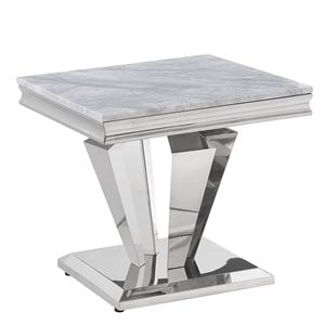 Crownie Silver Square Faux Marble End Table