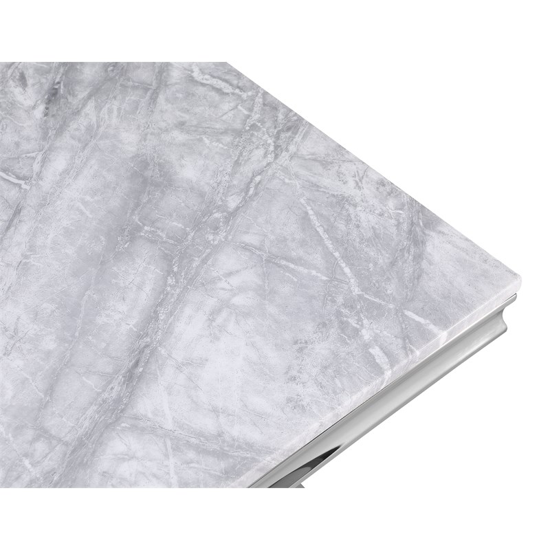 Crownie Silver Square Faux Marble End Table