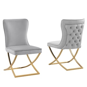 Titan Gray/Gold Velvet Dining Chairs (Set of 2)