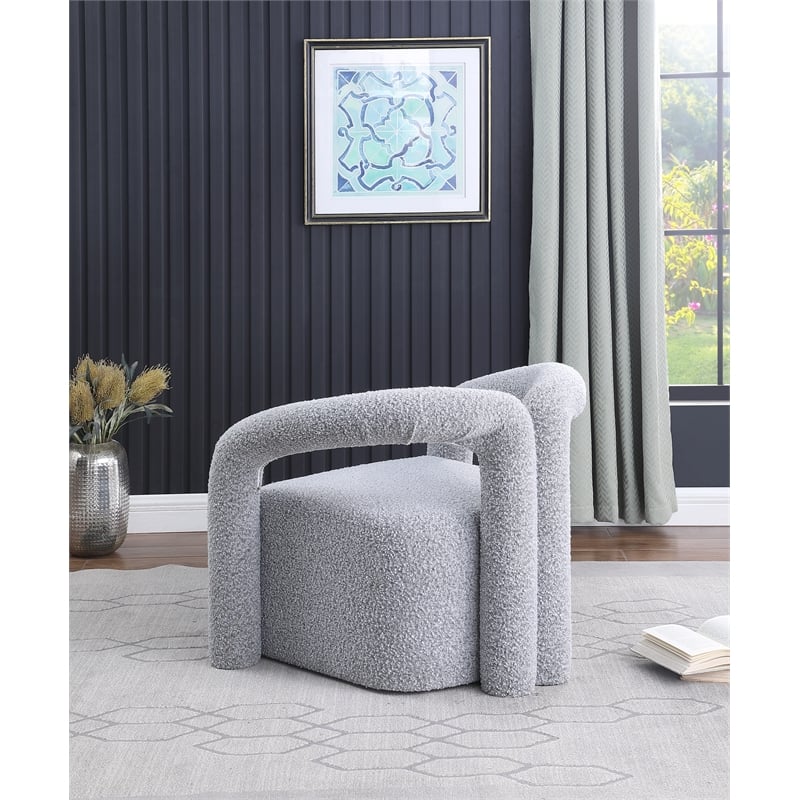 Amari Gray Boucle Fabric Arm Chair