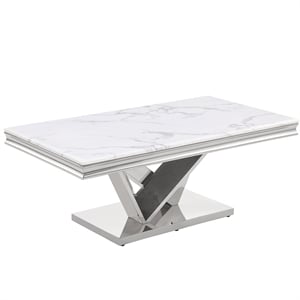 Titan Silver Rectangle Faux Marble Coffee Table
