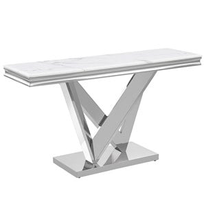 Titan Silver Rectangle Faux Marble Console Table