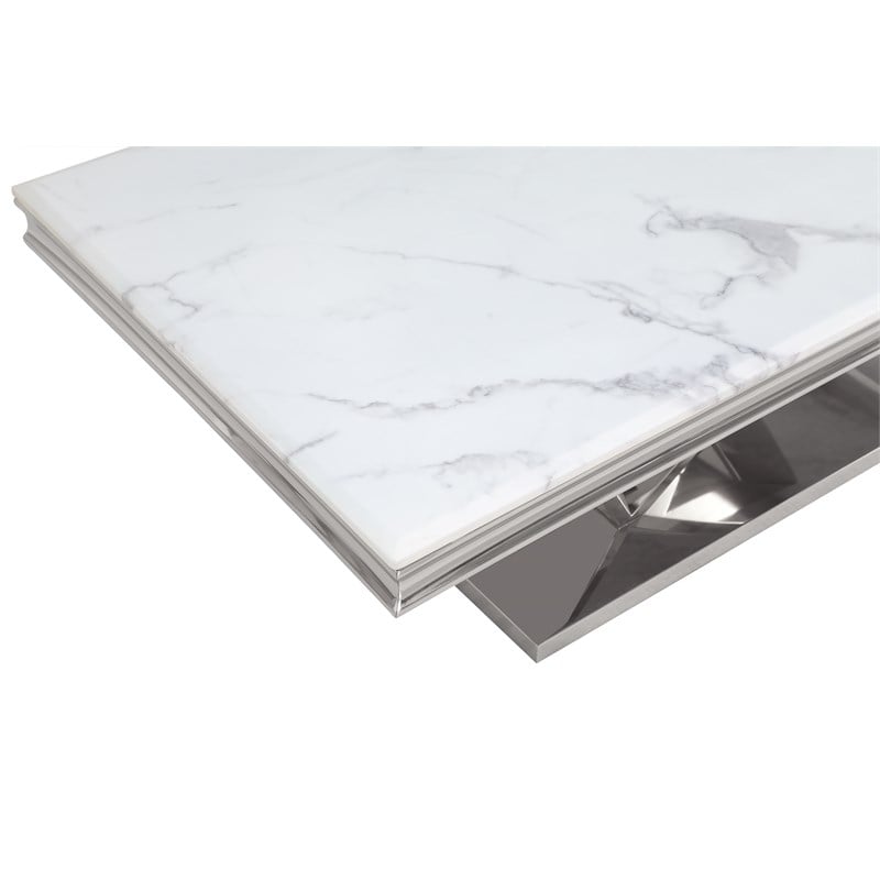 Titan Silver Rectangle Faux Marble Console Table