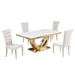 Terracotta Beige/Gold Faux Marble Dining Set (5-Piece)