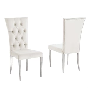 Terracotta Beige Velvet Dining Chairs in Silver (Set of 2)