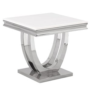 Terracotta Silver Square Faux Marble End Table