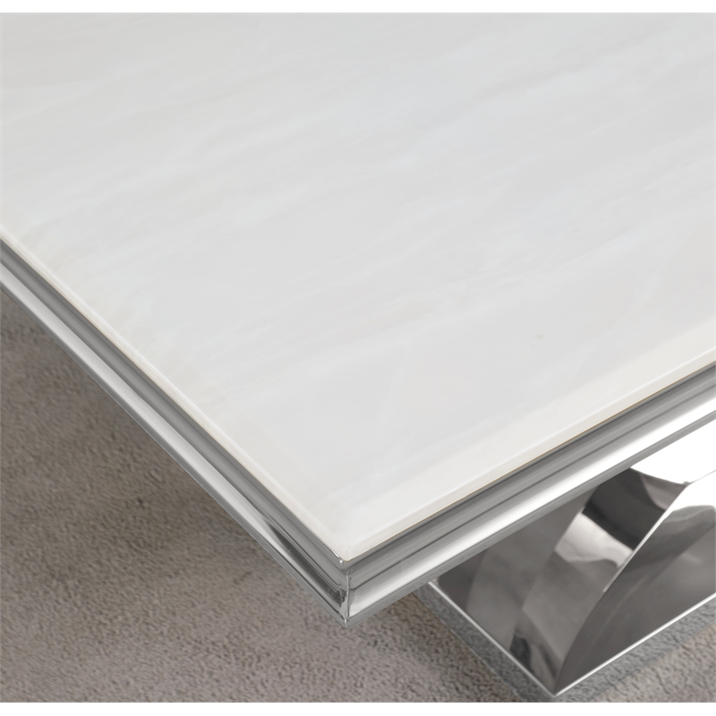 Terracotta Silver Rectangle Faux Marble Console Table