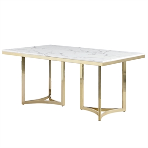 Degliani White Faux Marble Double Pedestal Dining Table (Seats 6)