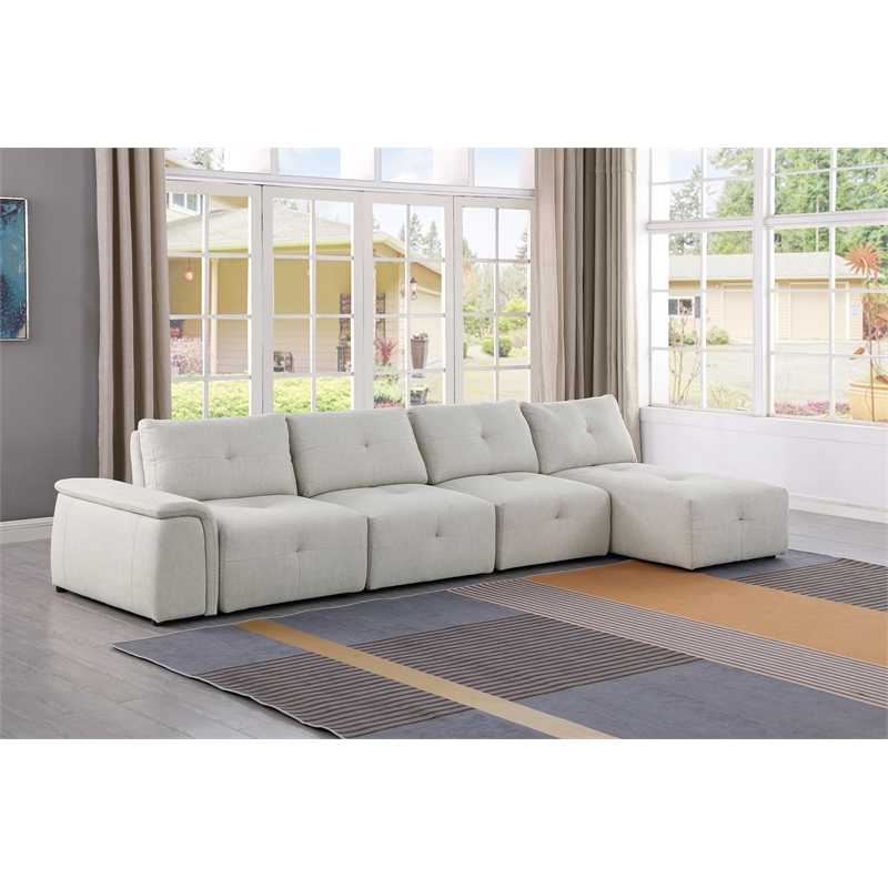 Best Master Maxine Linen Fabric Upholstered Arm Only in Beige